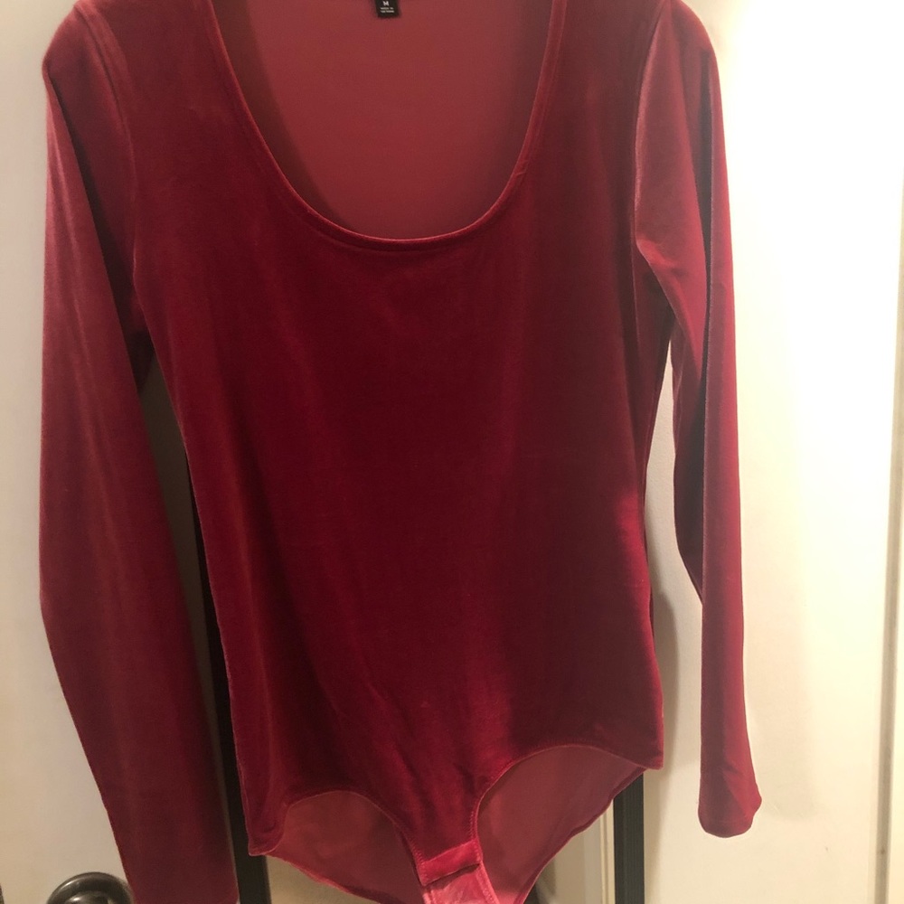 Dark red velvet bodysuit